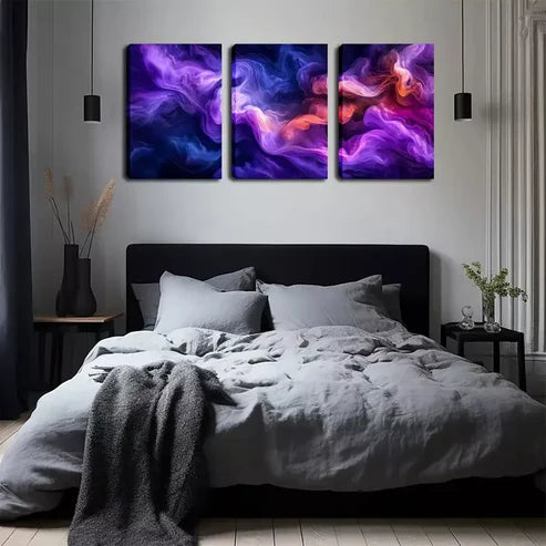 3pcs Abstract Starry Night Colorful Wall Art Canvas Unframed - High Quality Print 100% Australian Made Wall Canvas - Bella Home Decor