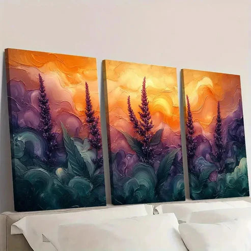 3pcs Sage Green & Lavender Digital ER Wall Art Canvas Unframed - High Quality Print 100% Australian Made Wall Canvas - Bella Home Decor
