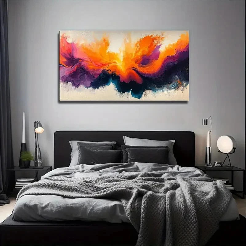 Decor With Orange Purple Blue Wall Art Canvas Office Home Room Framed 120x60cm