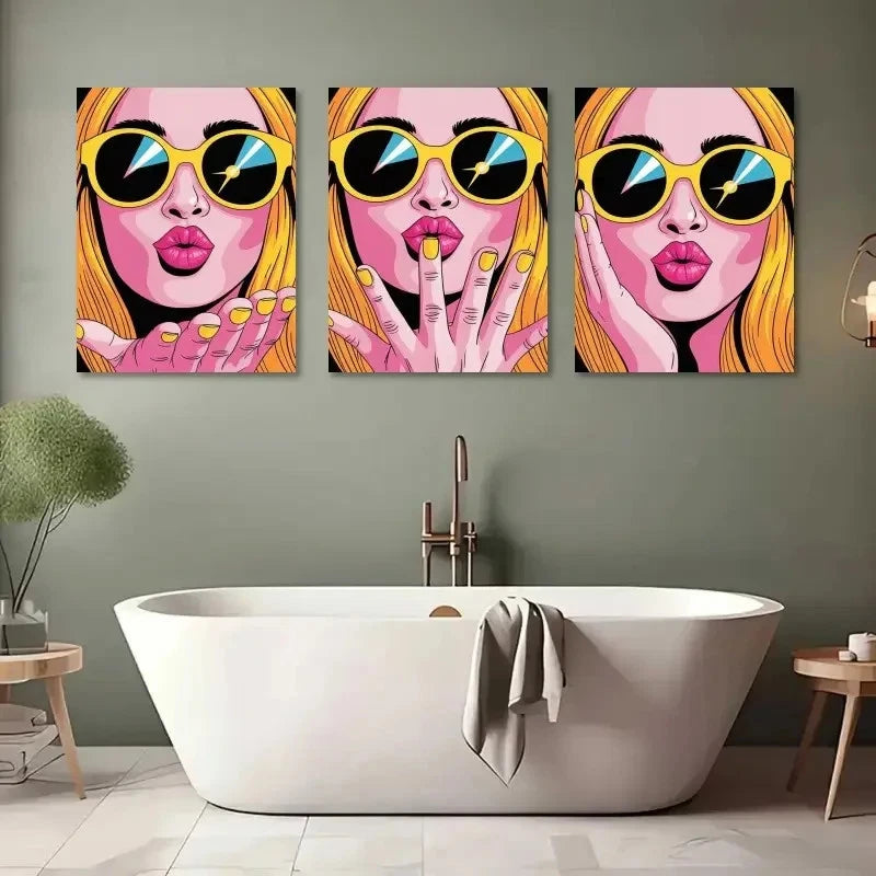 3pcs Colorful Abstract Pop Art Prints  Wall Art Set Canvas Framed 40x60cm - High Quality Print 100% Australian Made Wall Canvas Ready to Hang - Bella Home Decor