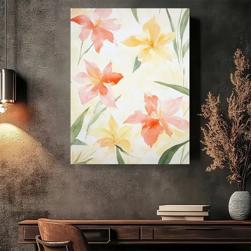 Beautiful Spring Bloom Watercolor Painting 40x60cm Metal Print Ready to Hang - Bella Home Decor