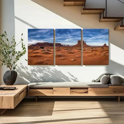 3pcs Monument Valley Landscape Decor Wall Art Set Canvas Framed 50x70cm - High Quality Print 100% Australian Made Wall Canvas Ready to Hang