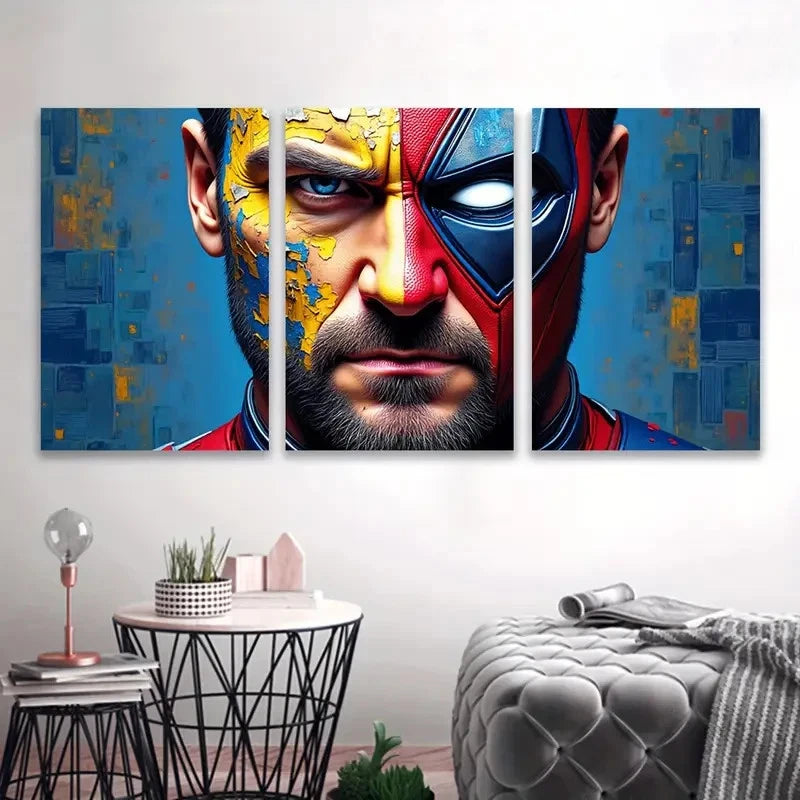 3pcs Bearded Men & Abstract Geometric Wall Art Set Canvas Framed 40x60cm - High Quality Print 100% Australian Made Wall Canvas Ready to Hang - Bella Home Decor