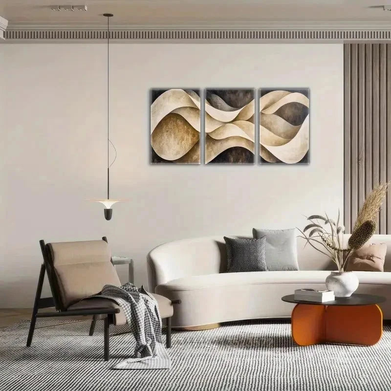 3pcs Modern Geometric Minimalist Wall Art Metal Print Ready to Hang Art