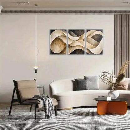 3pcs Modern Geometric Minimalist Wall Art Metal Print Ready to Hang Art