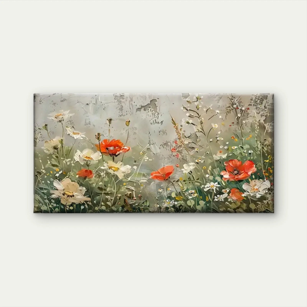 Poppy & Daisy Flowers Nature Wall Art Canvas Office Home Room Framed 120x60cm