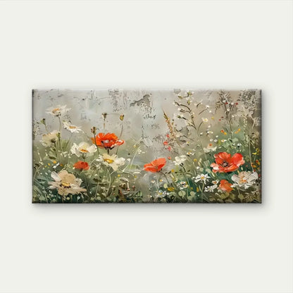 Poppy & Daisy Flowers Nature Wall Art Canvas Office Home Room Framed 120x60cm