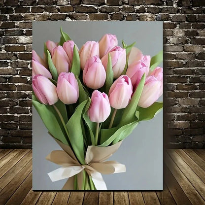 Beautiful Carnation Colorful Pink Rose Painting 40x60cm Metal Print Ready to Hang - Bella Home Decor