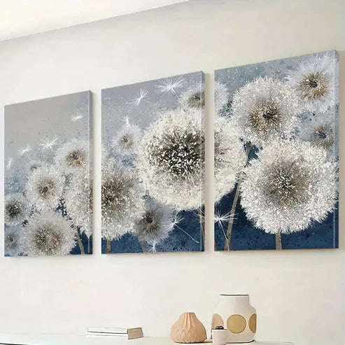3pcs Dandelion Flower Abstract Floral Wall Art Canvas Unframed - High Quality Print 100% Australian Made Wall Canvas