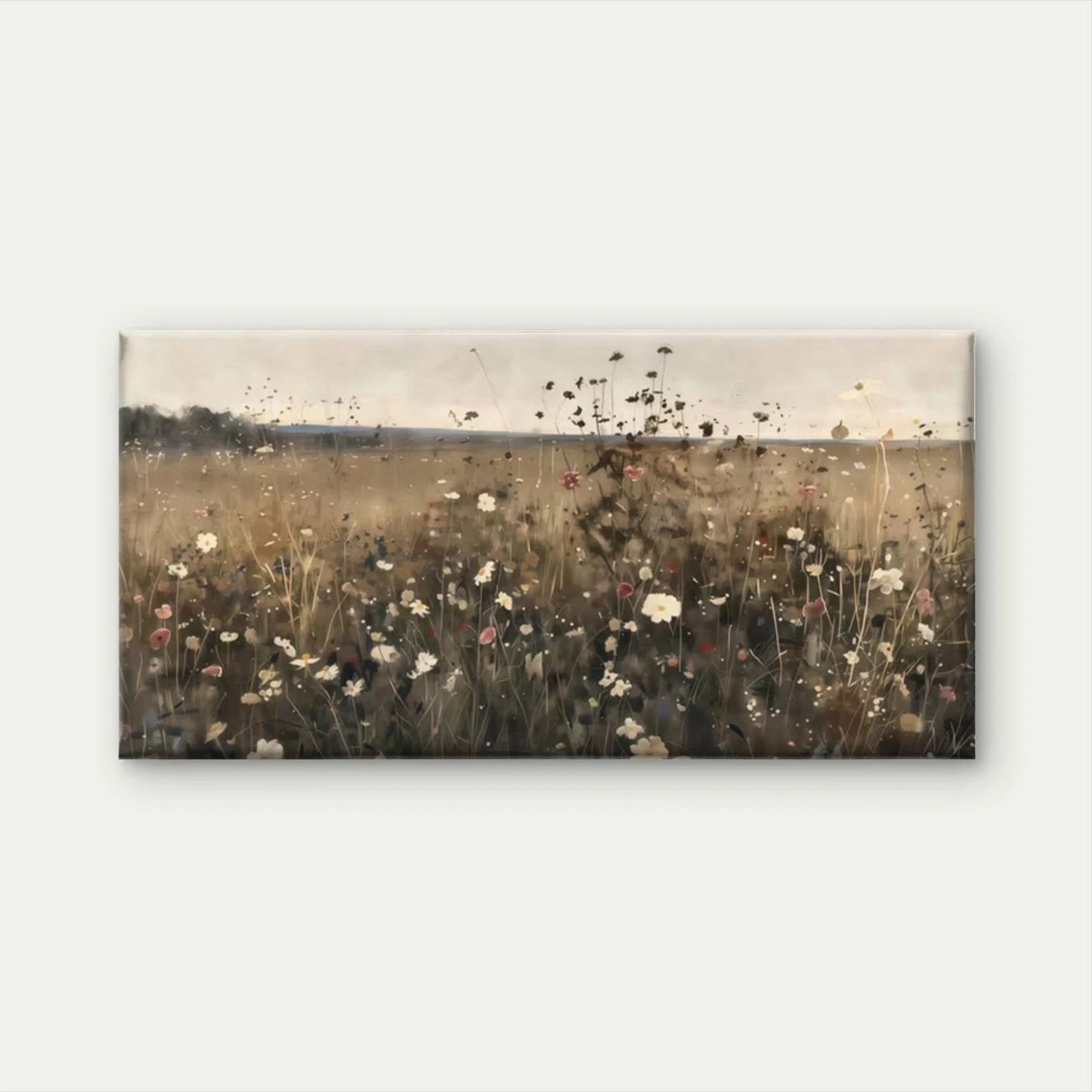 Wildflower Meadow Landscape Wall Art Canvas Office Home Room Framed 120x60cm - Bella Home Decor