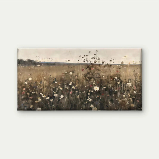 Wildflower Meadow Landscape Wall Art Canvas Office Home Room Framed 120x60cm