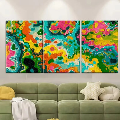 3pcs Abstract Colorful Maximalist Metal Print Ready to Hang Art - Bella Home Decor
