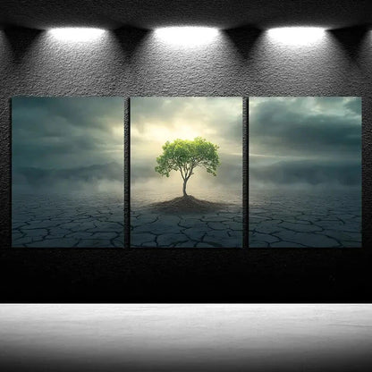 3pcs Growing Tree Dry Landscape Scene Metal Print Ready to Hang Art - Bella Home Decor