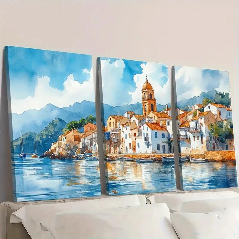 3pcs Spanish Catalonia Home Countryside Wall Art Set Canvas Framed 60x90cm - High Quality Print 100% Australian Made Wall Canvas Ready to Hang - Bella Home Decor