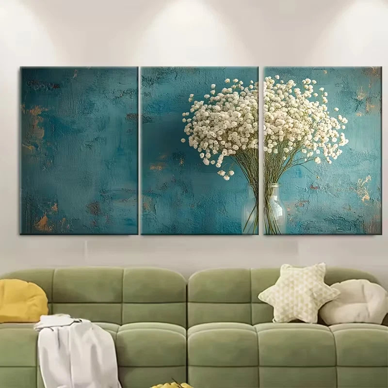 3pcs Bright Floral Bouquet Metal Print Ready to Hang Art - Bella Home Decor