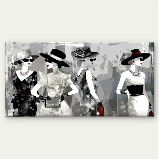 Glamorous Fashion Women Black & White Chic Wall Art Canvas Office Home Framed 120x60