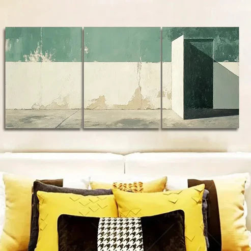 3pcs A Green and White Wall Painting Wall Art Canvas Unframed - High Quality Print 100% Australian Made Wall Canvas - Bella Home Decor