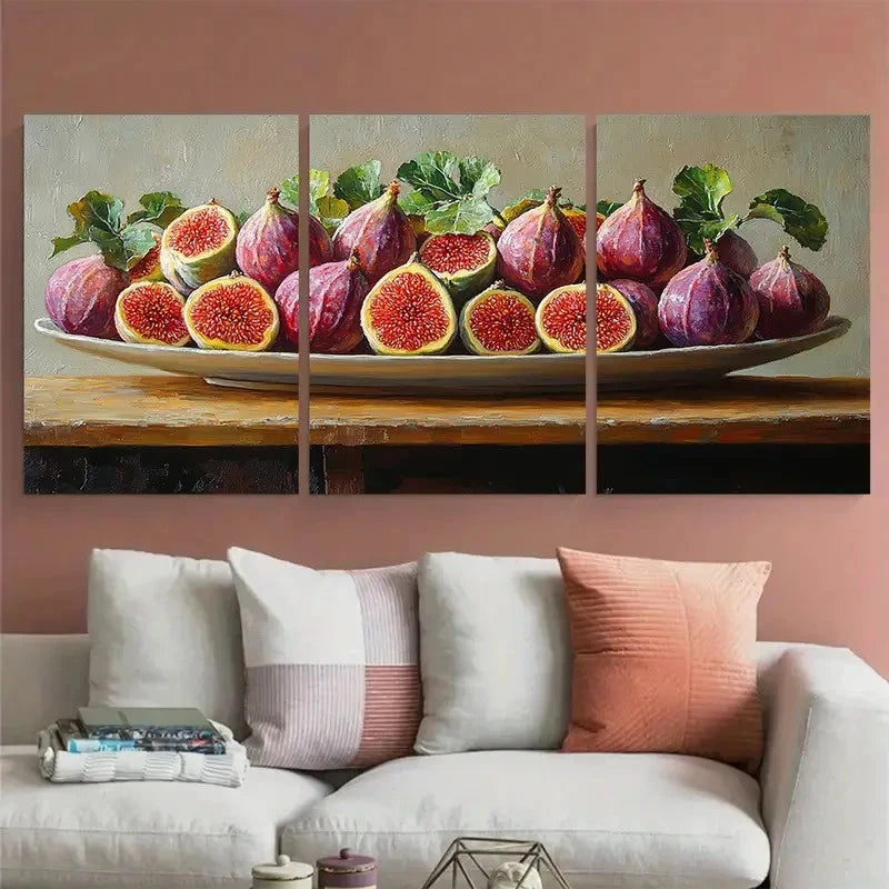 3pcs Kitchen Still Life of a Figs Food Fruit Metal Print Ready to Hang Art - Bella Home Decor