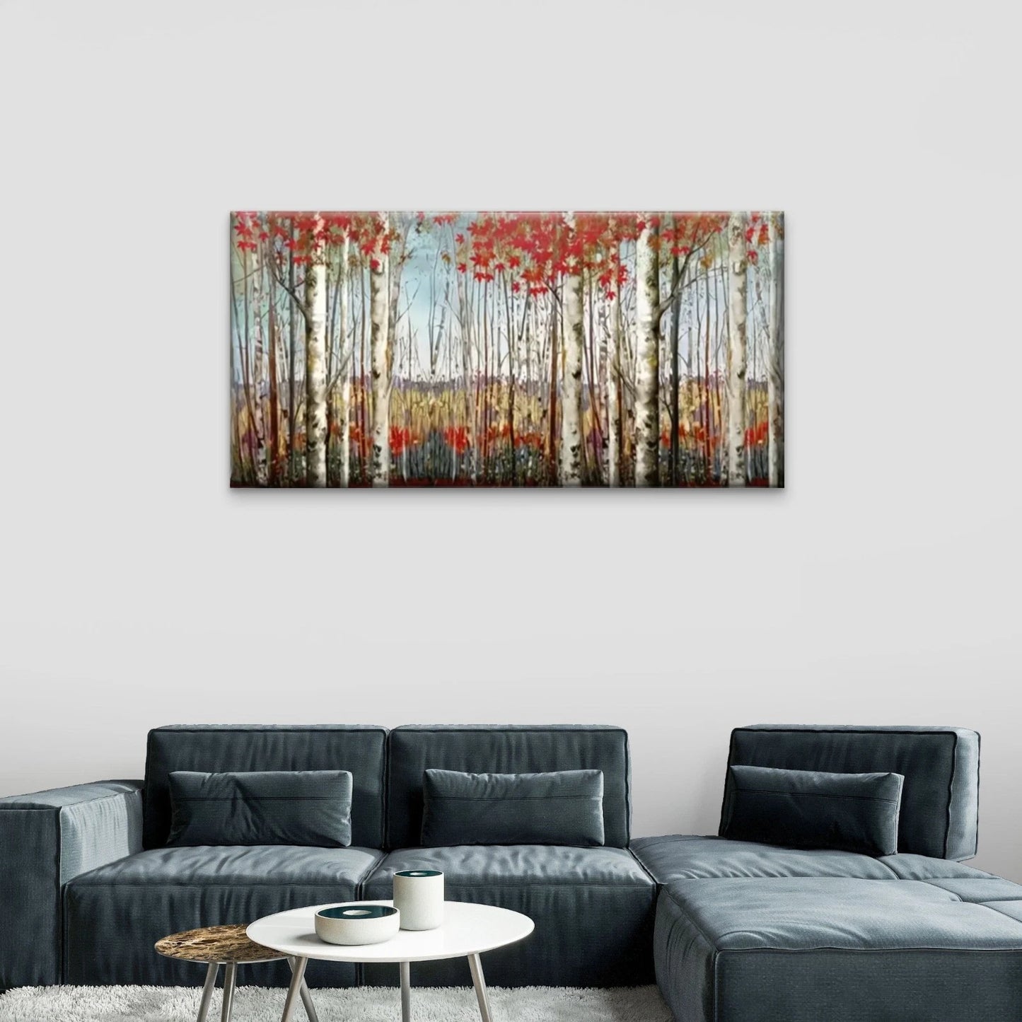 Forest Of Red Leaves Wall Art Canvas Office Home Room Framed 120x60cm