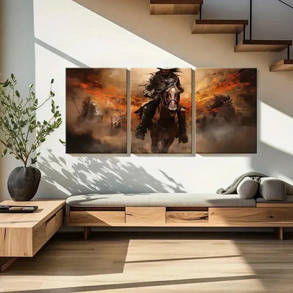 3pcs Cowboy Desert Vintage Wall Art Painting Metal Print Ready to Hang Art - Bella Home Decor