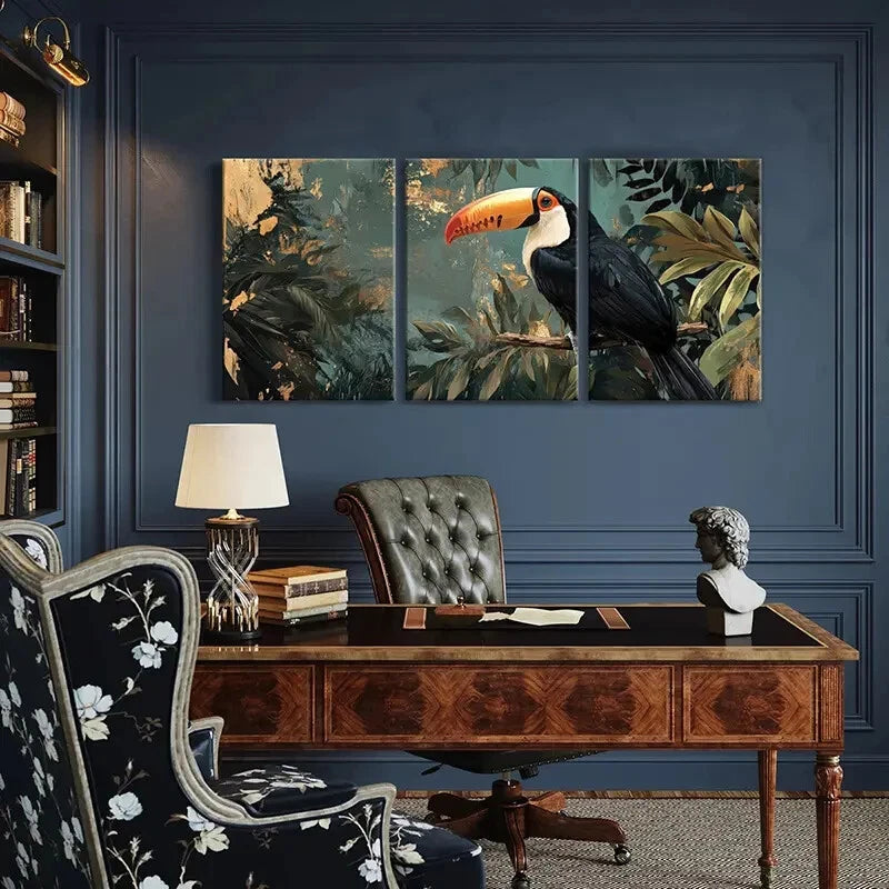 3pcs Toucan Tropical Jungle Animal Art Metal Print Ready to Hang Art - Bella Home Decor