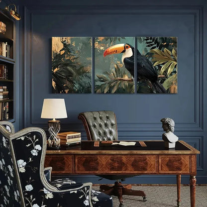 3pcs Toucan Tropical Jungle Animal Art Metal Print Ready to Hang Art - Bella Home Decor