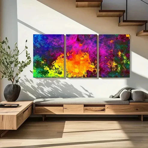 3pcs Vibrant Abstract Watercolor Wall Art Set Canvas Unframed - High Quality Print 100% Australian Made Wall Canvas