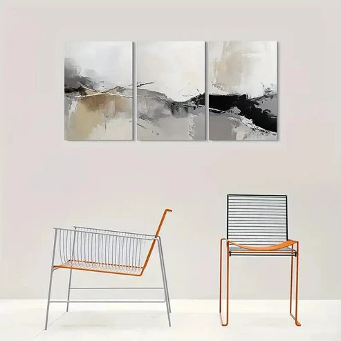 3pcs Minimalist Beige Brown & White Wall Art Canvas Unframed - High Quality Print 100% Australian Made Wall Canvas