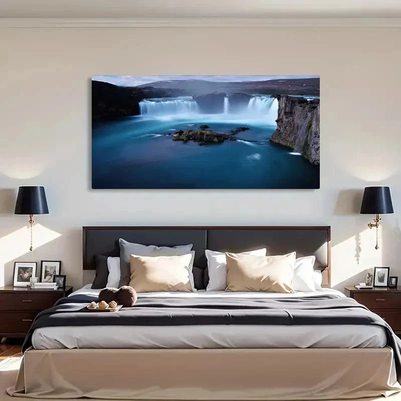 Waterfall Spring & Winter Wall Art Canvas Office Home Room Framed 120x60cm