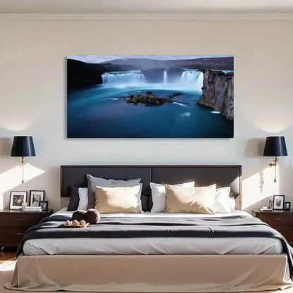 Waterfall Spring & Winter Wall Art Canvas Office Home Room Framed 120x60cm