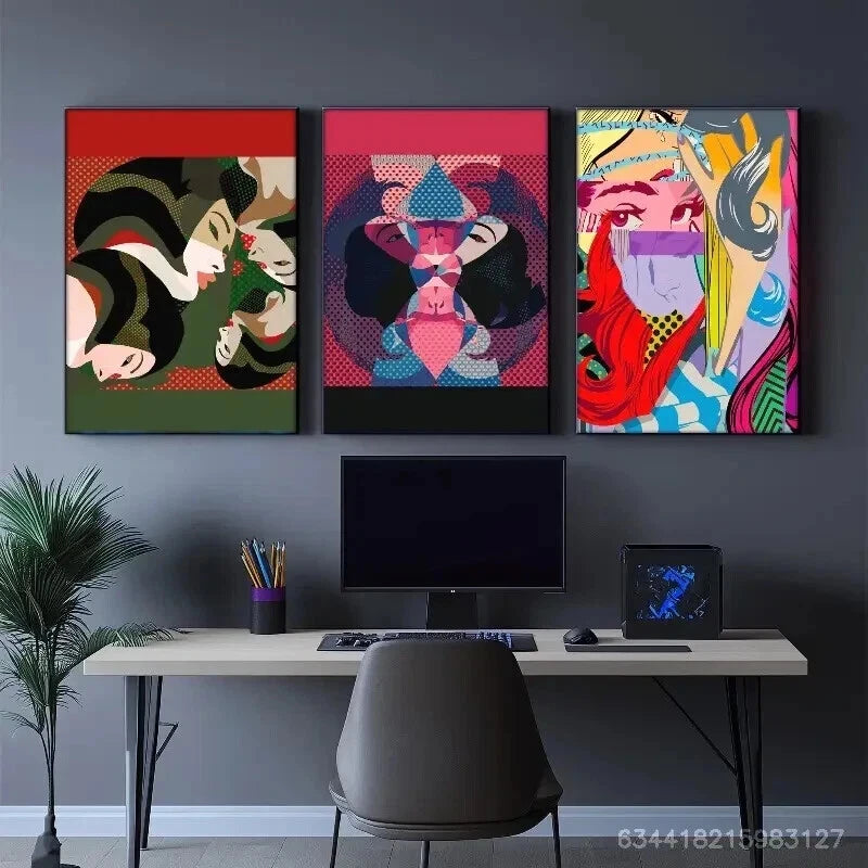 3pcs Vibrant Pop Abstract Colorful Perfect Wall Art Set Canvas Framed 60x90cm - High Quality Print 100% Australian Made Wall Canvas Ready to Hang - Bella Home Decor