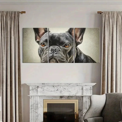 3pcs Artistic French Bulldog Portrait Poster Metal Print Ready to Hang Art - Bella Home Decor