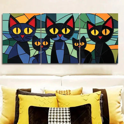 3pcs Black Cats Family Wall Art Canvas Unframed - High Quality Print 100% Australian Made Wall Canvas
