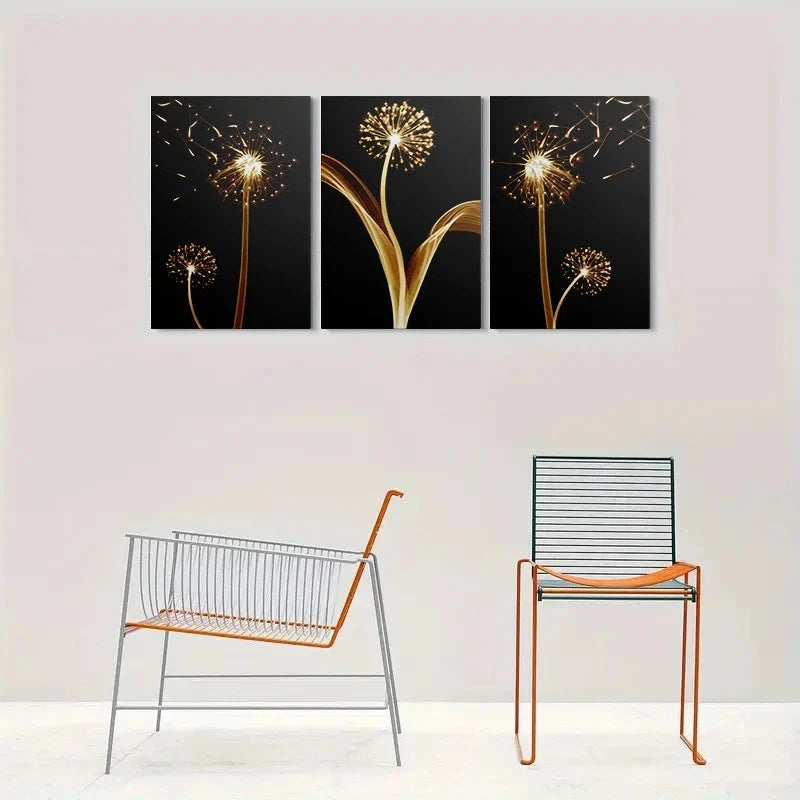 3pcs Modern Abstract Dandelion Painting Metal Print Ready to Hang Art