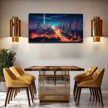 Advanced Civilization City Wall Art Canvas Office Home Room Framed 120x60cm