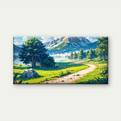 Mountain Views Forest Green Wall Art Canvas Office Home Room Framed 120x60cm