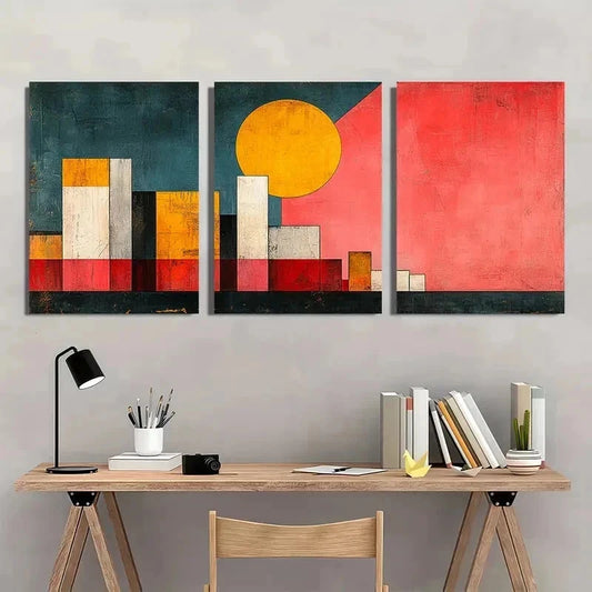 3pcs Abstract Color Block Minimalist Perfect Wall Art Set Canvas Framed 60x90cm - High Quality Print 100% Australian Made Wall Canvas Ready to Hang