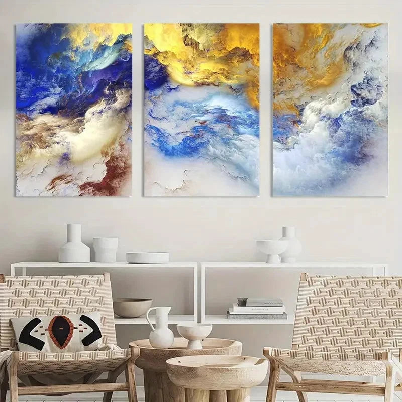 3pcs Painting Abstract Wall Art Metal Print Ready to Hang Art - Bella Home Decor