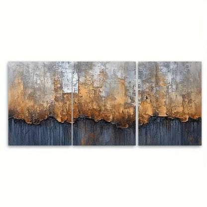 3pcs Earth Tone Textured Vertical Abstract Wall Art Set Canvas Framed 50x70cm – High Quality Print 100% Australian Made Wall Canvas Ready to Hang - Bella Home Decor