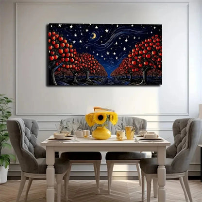 Starry Night Apple Grove Wall Art Canvas Office Home Room Framed 120x60cm