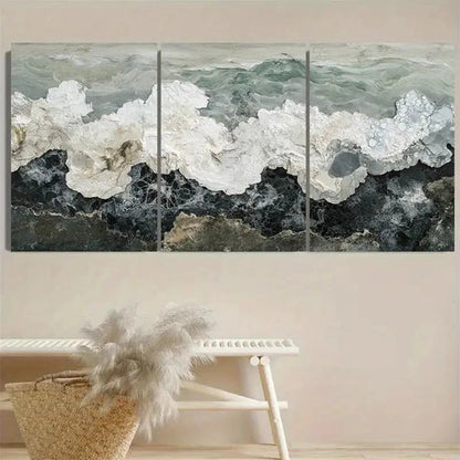 3pcs Blooming Faux Marble Wall Art Set Canvas Unframed - High Quality Print 100% Australian Made Wall Canvas - Bella Home Decor