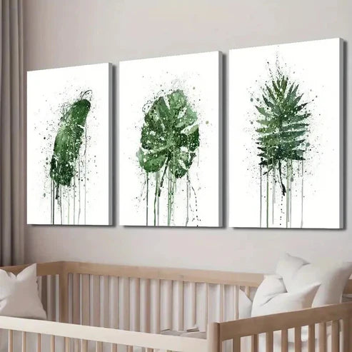 3pcs Leaf Monstera & Palm Leaf Decor Wall Art Canvas Unframed - High Quality Print 100% Australian Made Wall Canvas