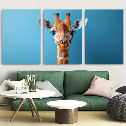3pcs Giraffe Portrait Design Metal Print Ready to Hang Art