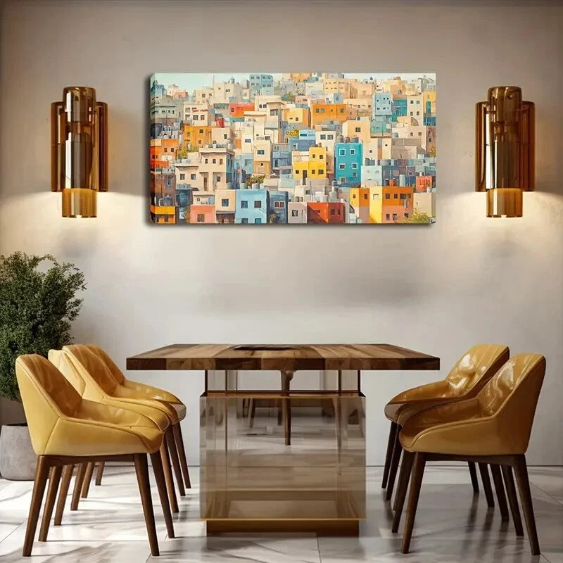 Solid Colorful Houses Exquisite Wall Art Canvas Office Home Room Framed 120x60cm - Bella Home Decor
