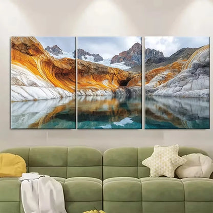 3pcs Marble Caves Patagonia Metal Print Ready to Hang Art