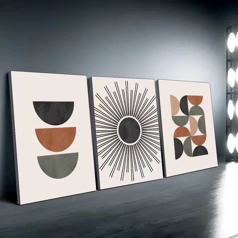 3pcs Modern Mid-Century Abstract Art Wall Art Set Canvas Framed 60x90cm High Quality Print 100% Australian Made Wall Canvas Ready to Hang