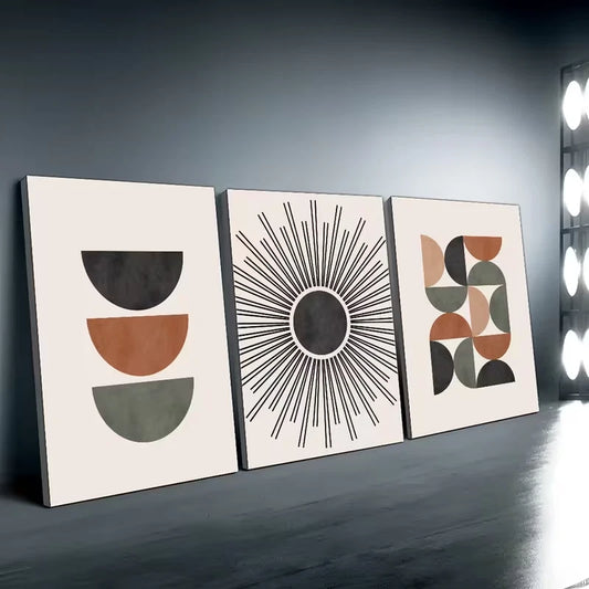 3pcs Modern Mid-Century Abstract Art Wall Art Set Canvas Framed 60x90cm High Quality Print 100% Australian Made Wall Canvas Ready to Hang - Bella Home Decor