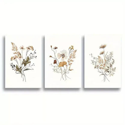 3pcs Boho Botanical with Vintage Green Art Set Canvas Unframed - High Quality Print 100% Australian Made Wall Canvas - Bella Home Decor