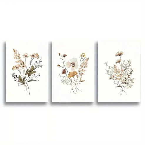 3pcs Boho Botanical with Vintage Green Art Set Canvas Unframed - High Quality Print 100% Australian Made Wall Canvas