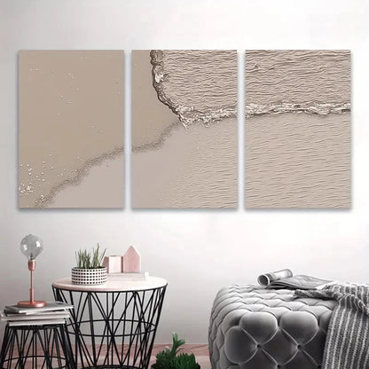3pcs Close-Up Beach Scene with Pebbles & Waves Wall Art Set Canvas Framed 40x60cm - High Quality Print 100% Australian Made Wall Canvas Ready to Hang - Bella Home Decor